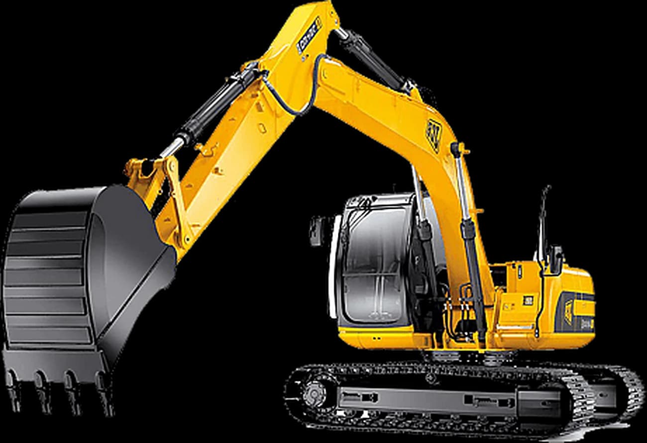 Yellow crawler excavator